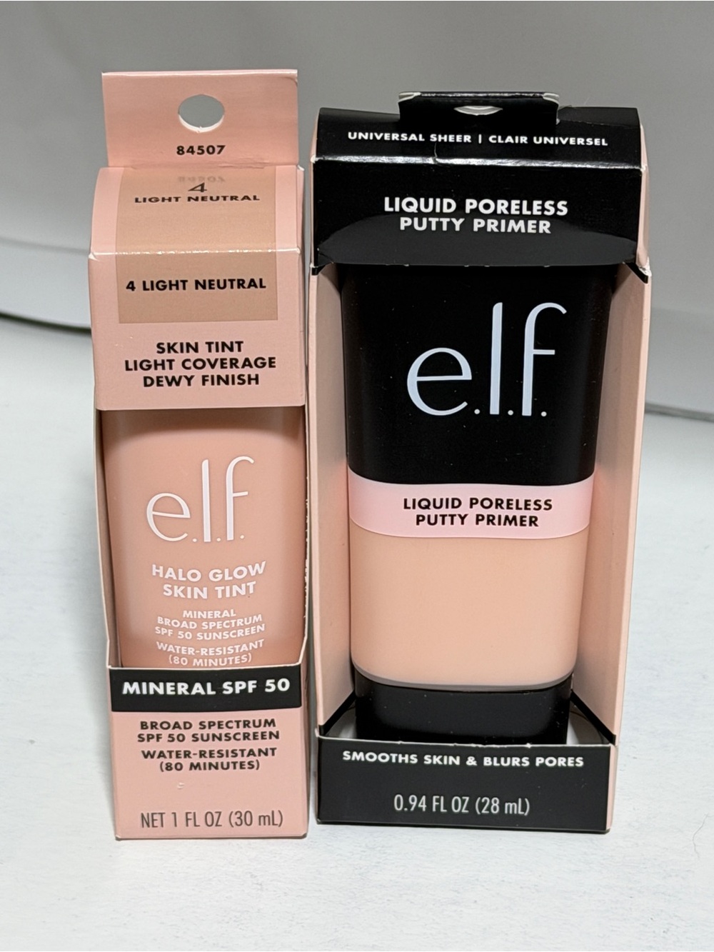 Elf Liquid Poreless Putty Primer & Halo Glow Skin Tint SPF 50